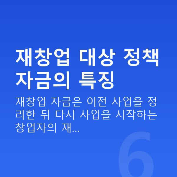 재창업정책자금 재창업 대상 정책자금의 특징