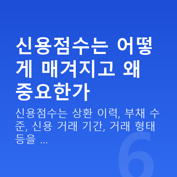 저신용 소상공인대출 신용점수는 어떻게 매겨지고 왜 중요한가