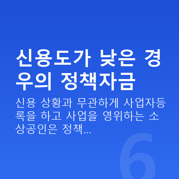 저신용정책자금 신용도가 낮은 경우의 정책자금