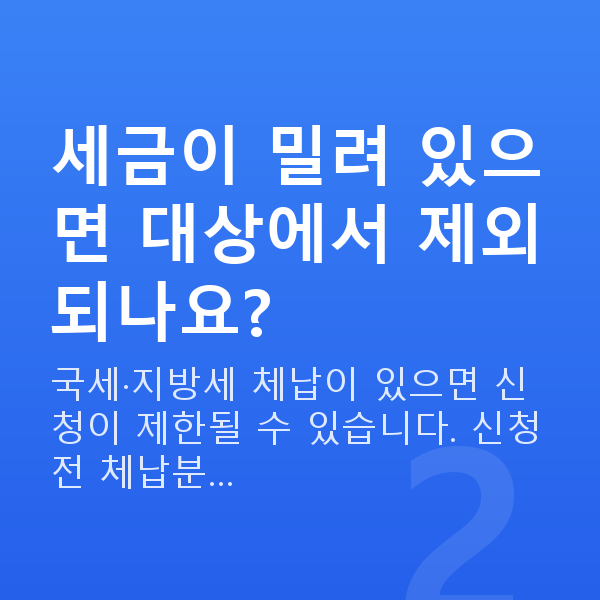 정책자금 대상 세금이 밀려 있으면 대상에서 제외되나요?