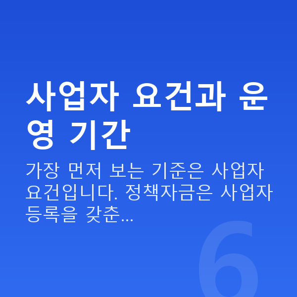 정책자금 신청자격 사업자 요건과 운영 기간