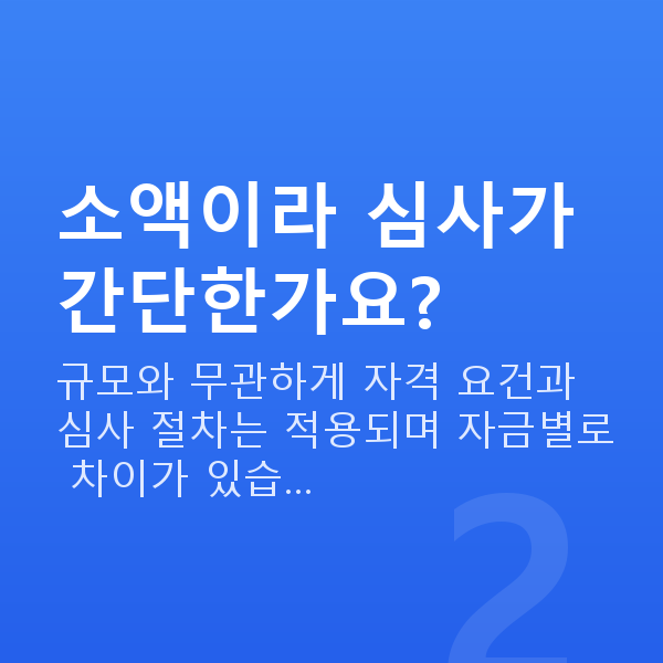 정책자금천만원 소액이라 심사가 간단한가요?