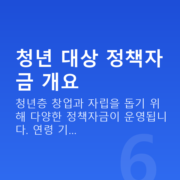 청년대출 청년 대상 정책자금 개요