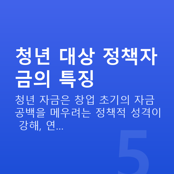 청년정책자금 청년 대상 정책자금의 특징