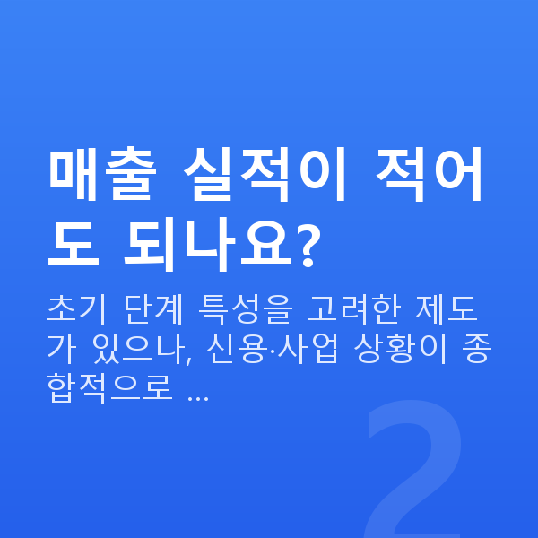 초기창업대출 매출 실적이 적어도 되나요?
