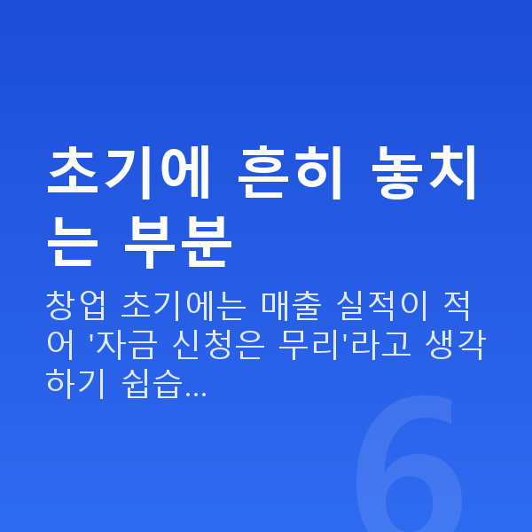 초기창업대출 초기에 흔히 놓치는 부분