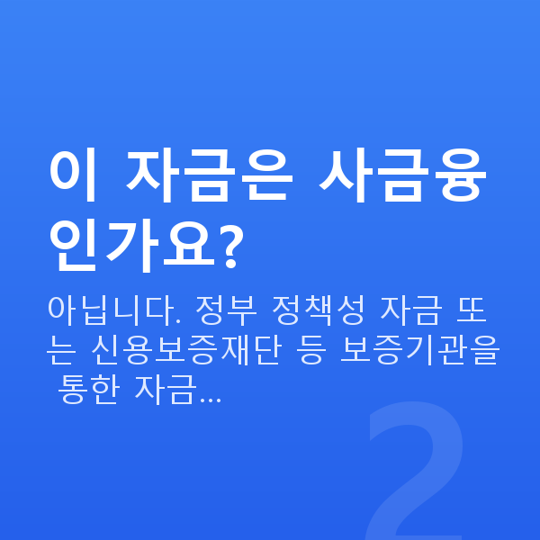 화물정책자금 이 자금은 사금융인가요?