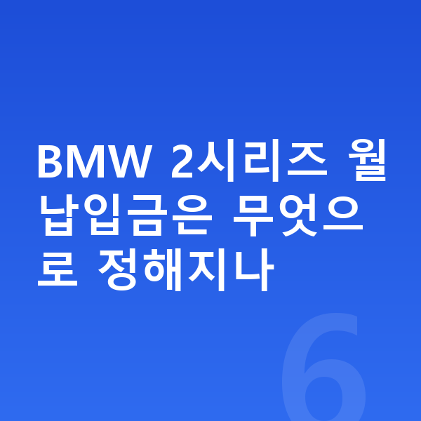 BMW 2시리즈 리스 월납입금 BMW 2시리즈 월납입금은 무엇으로 정해지나