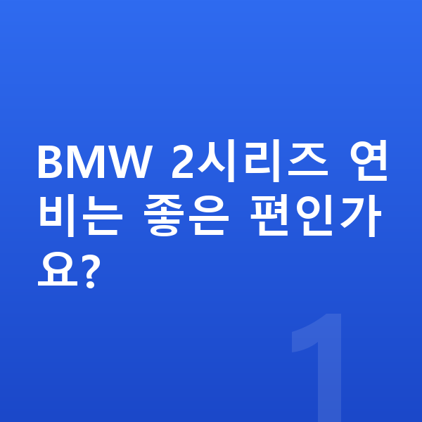 BMW 2시리즈 연비 BMW 2시리즈 연비는 좋은 편인가요?