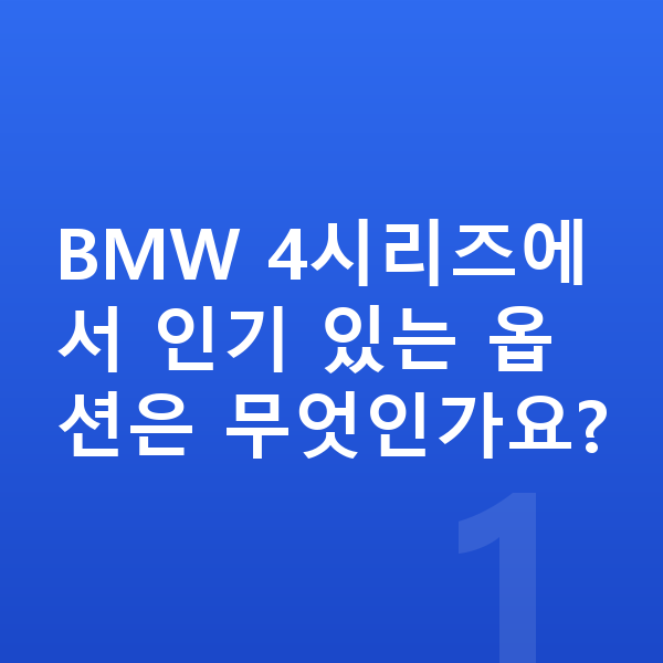 BMW 4시리즈 옵션 BMW 4시리즈에서 인기 있는 옵션은 무엇인가요?