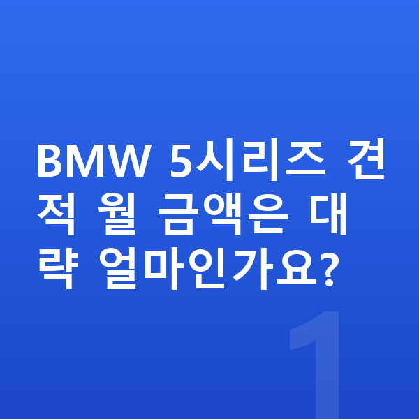 BMW 5시리즈 견적 BMW 5시리즈 견적 월 금액은 대략 얼마인가요?