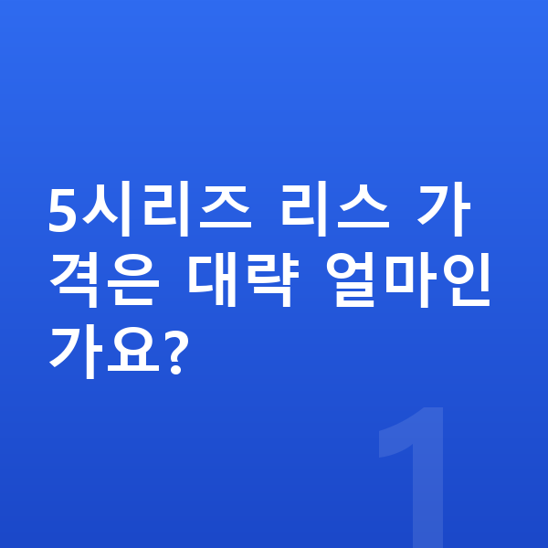 BMW 5시리즈 리스 가격 5시리즈 리스 가격은 대략 얼마인가요?
