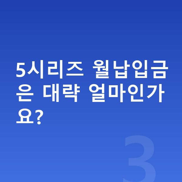 BMW 5시리즈 리스 월납입금 5시리즈 월납입금은 대략 얼마인가요?