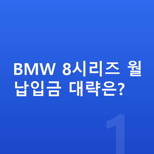 BMW 8시리즈 리스 월납입금 BMW 8시리즈 월납입금 대략은?