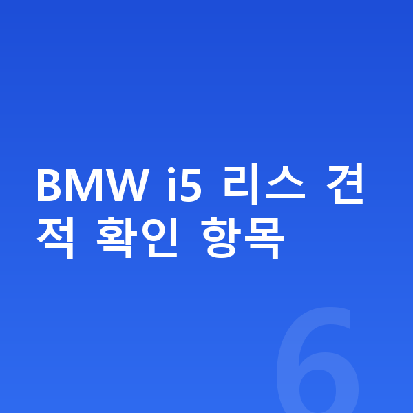 BMW i5 리스 견적 BMW i5 리스 견적 확인 항목