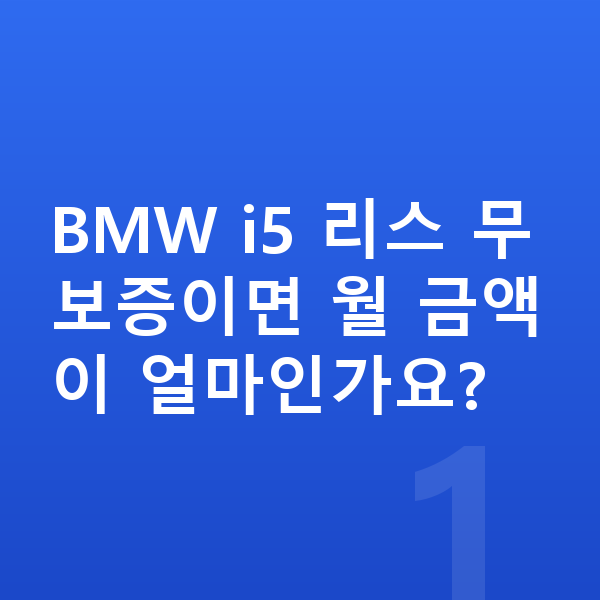 BMW i5 리스 무보증 BMW i5 리스 무보증이면 월 금액이 얼마인가요?