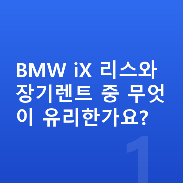 BMW iX 리스 BMW iX 리스와 장기렌트 중 무엇이 유리한가요?