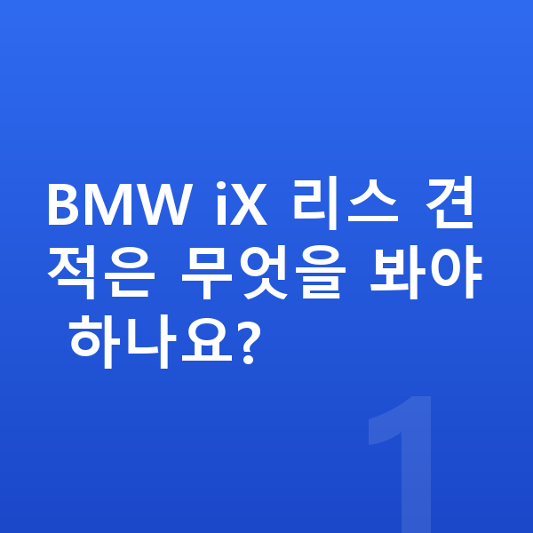 BMW iX 리스 견적 BMW iX 리스 견적은 무엇을 봐야 하나요?