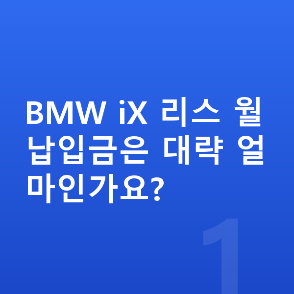 BMW iX 리스 월납입금 BMW iX 리스 월납입금은 대략 얼마인가요?