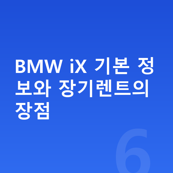 BMW iX 장기렌트 BMW iX 기본 정보와 장기렌트의 장점