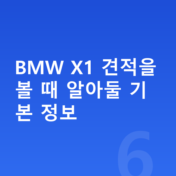 BMW X1 견적 BMW X1 견적을 볼 때 알아둘 기본 정보