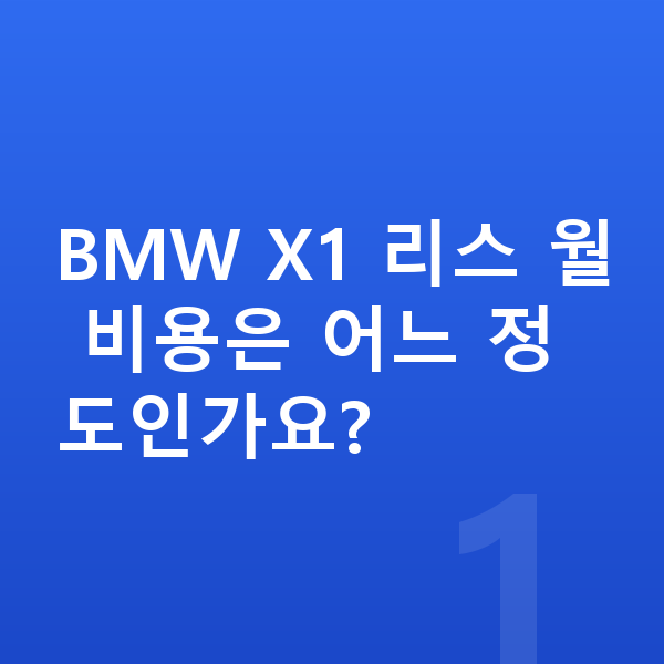 BMW X1 리스 BMW X1 리스 월 비용은 어느 정도인가요?