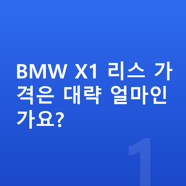 BMW X1 리스 가격 BMW X1 리스 가격은 대략 얼마인가요?
