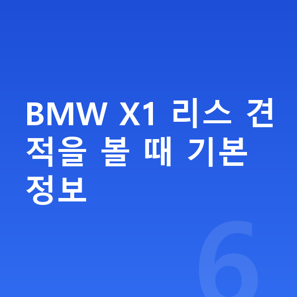 BMW X1 리스 견적 BMW X1 리스 견적을 볼 때 기본 정보