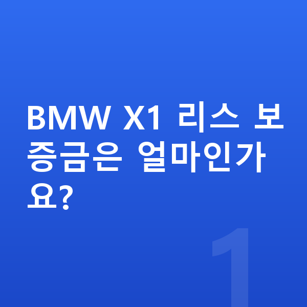 BMW X1 리스 보증금 BMW X1 리스 보증금은 얼마인가요?