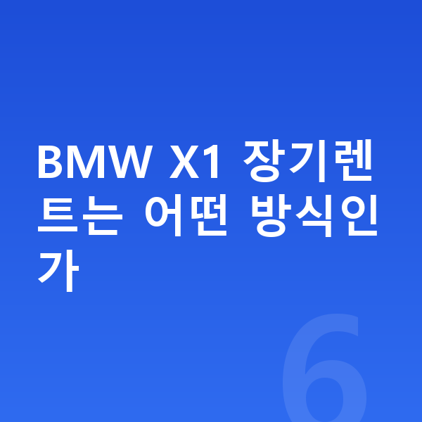 BMW X1 장기렌트 BMW X1 장기렌트는 어떤 방식인가