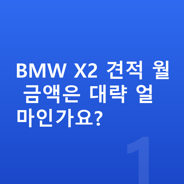BMW X2 견적 BMW X2 견적 월 금액은 대략 얼마인가요?