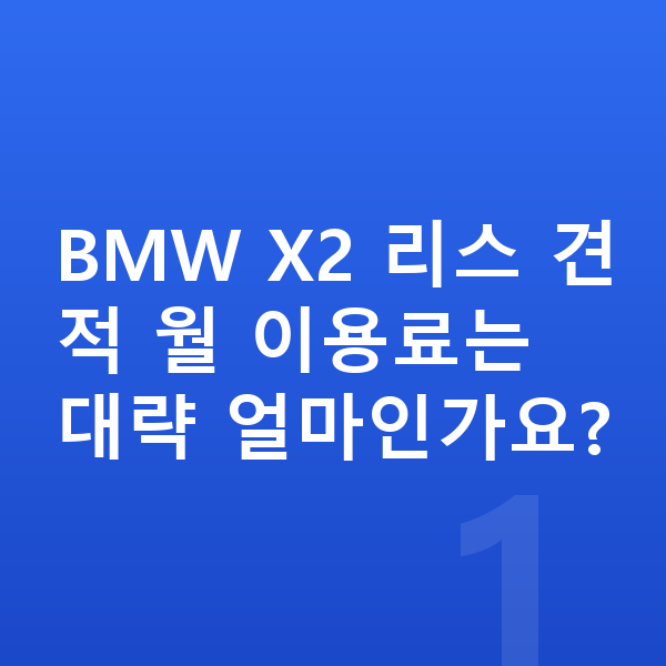 BMW X2 리스 견적 BMW X2 리스 견적 월 이용료는 대략 얼마인가요?