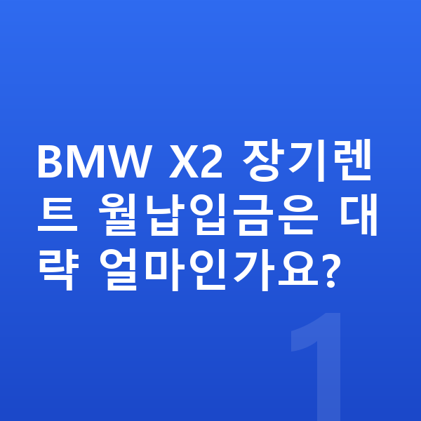 BMW X2 장기렌트 월납입금 BMW X2 장기렌트 월납입금은 대략 얼마인가요?