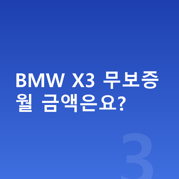 BMW X3 리스 무보증 BMW X3 무보증 월 금액은요?