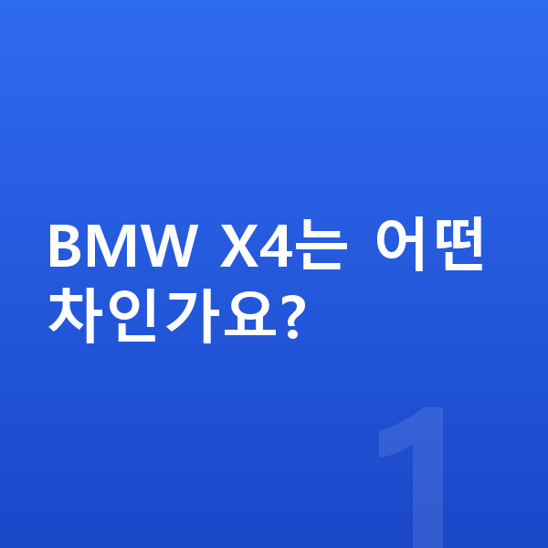 BMW X4 가격 BMW X4는 어떤 차인가요?