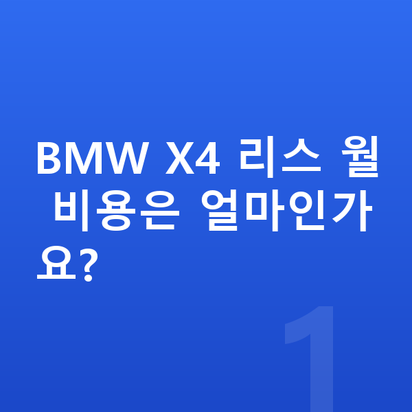 BMW X4 리스 BMW X4 리스 월 비용은 얼마인가요?