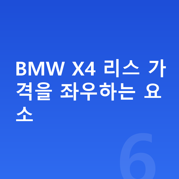 BMW X4 리스 가격 BMW X4 리스 가격을 좌우하는 요소