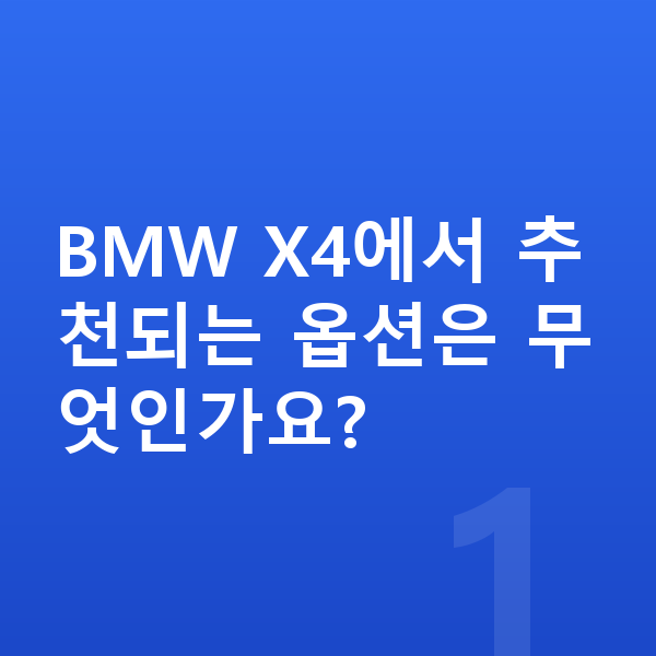 BMW X4 옵션 BMW X4에서 추천되는 옵션은 무엇인가요?