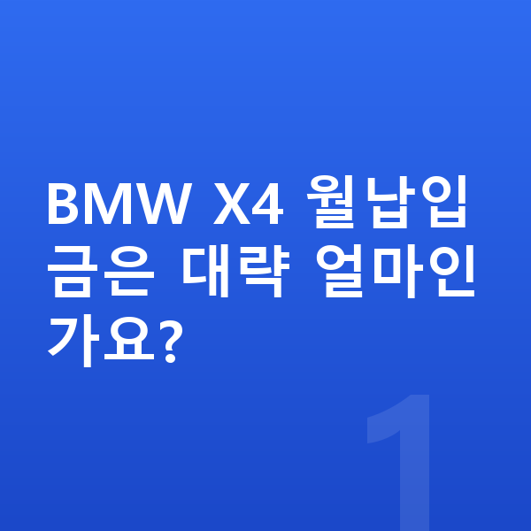 BMW X4 장기렌트 월납입금 BMW X4 월납입금은 대략 얼마인가요?