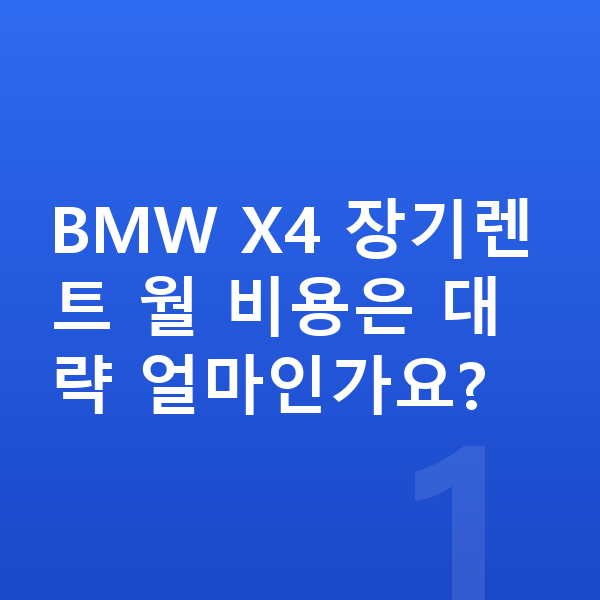 BMW X4 풀체인지 BMW X4 장기렌트 월 비용은 대략 얼마인가요?