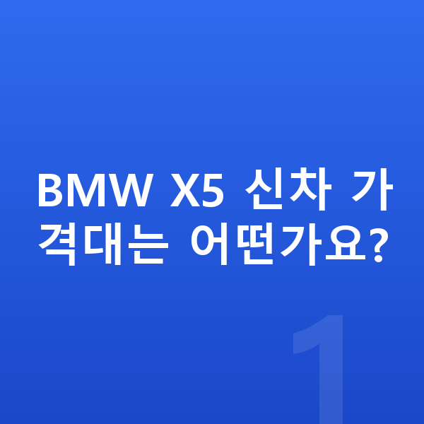 BMW X5 가격 BMW X5 신차 가격대는 어떤가요?