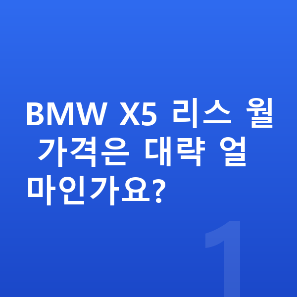 BMW X5 리스 가격 BMW X5 리스 월 가격은 대략 얼마인가요?