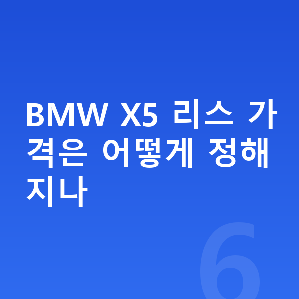 BMW X5 리스 가격 BMW X5 리스 가격은 어떻게 정해지나