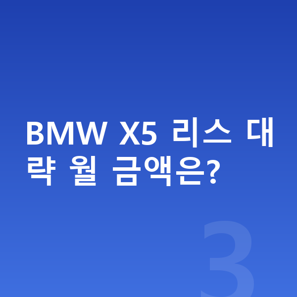 BMW X5 리스 견적 BMW X5 리스 대략 월 금액은?