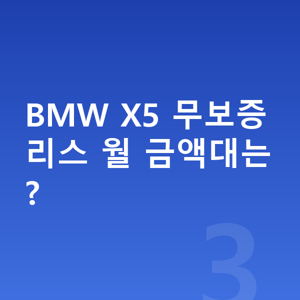 BMW X5 리스 무보증 BMW X5 무보증 리스 월 금액대는?