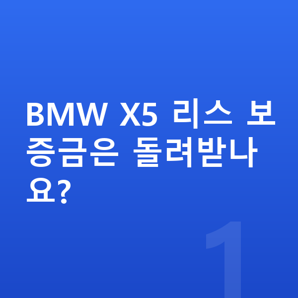 BMW X5 리스 보증금 BMW X5 리스 보증금은 돌려받나요?
