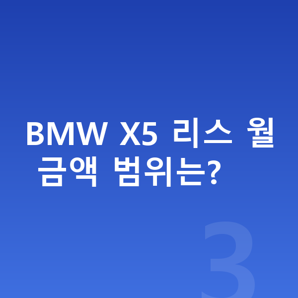 BMW X5 리스 보증금 BMW X5 리스 월 금액 범위는?