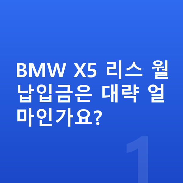 BMW X5 리스 월납입금 BMW X5 리스 월납입금은 대략 얼마인가요?