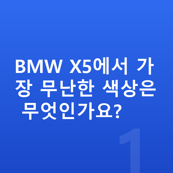 BMW X5 색상 BMW X5에서 가장 무난한 색상은 무엇인가요?