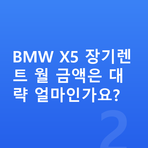 BMW X5 장기렌트 BMW X5 장기렌트 월 금액은 대략 얼마인가요?